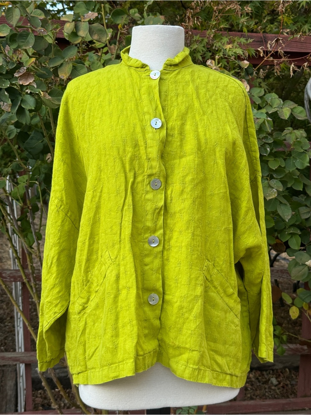bryn Walker Lime Green Button-Front Utility Jacket
